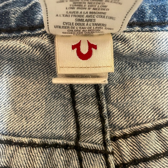 Rare Vintage True Religion Jeans Size 34 Bootcut Thick Blue Distressed Denim - Picture 10 of 11